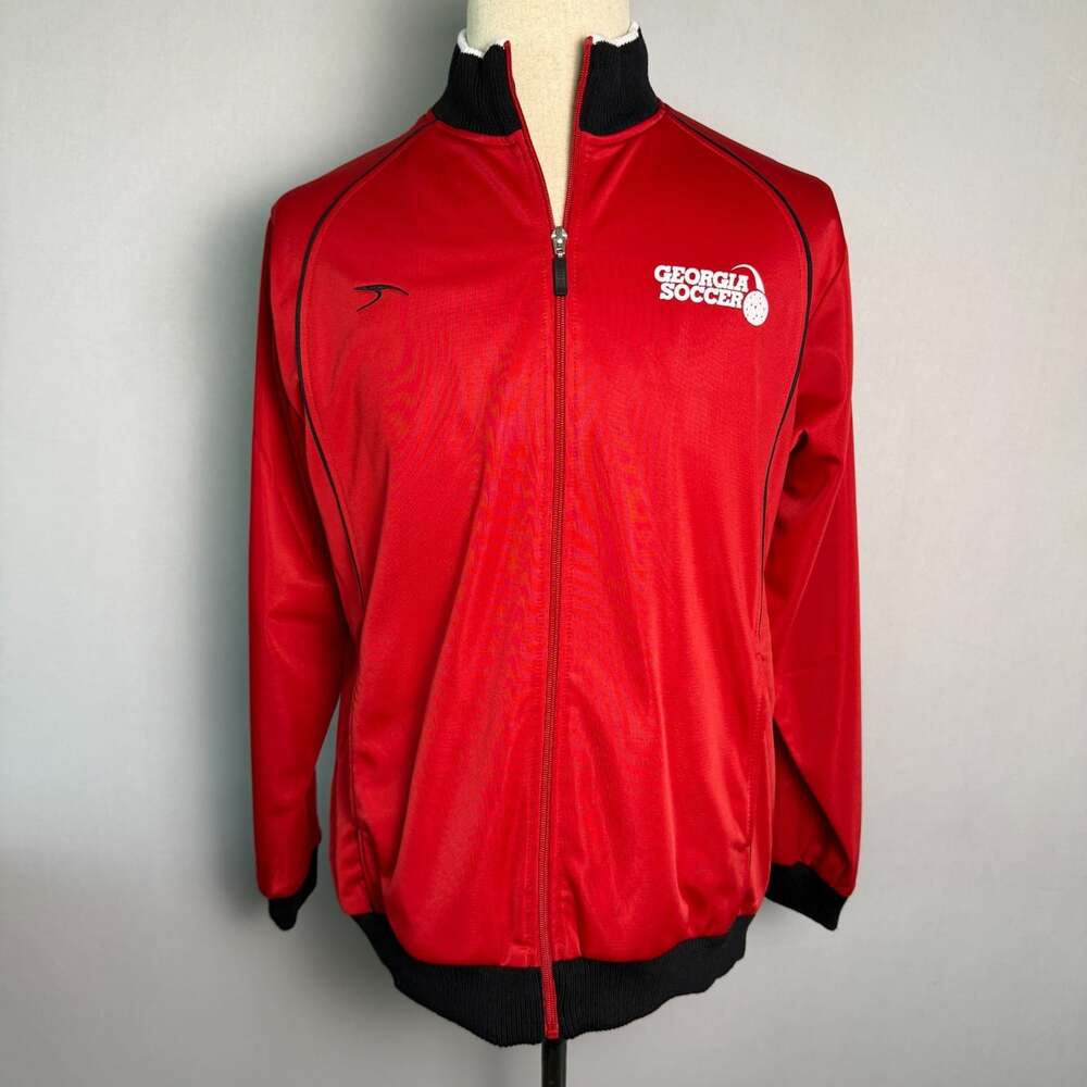 Vintage Score Georgia Soccer Full Zip Track Jacket Red Black Adult Med. Warm Up